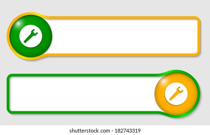 set of two text frame for text with spanner
