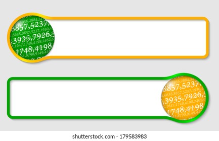 set of two text frame for text with texture of  the numbers