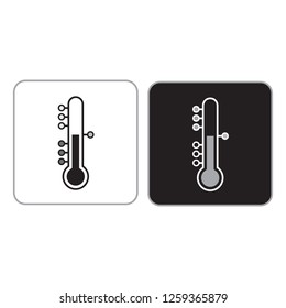Set of two thermometer icons on black and white background - flat design