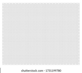 Set of two thousand jigsaw puzzle pieces. Puzzle with different types of details and the ability to move each part. Black and white vector illustration isolated on white background.