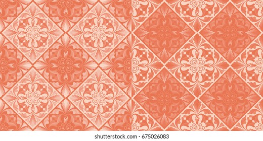 Set of two tile pattern with decorative floral ornament