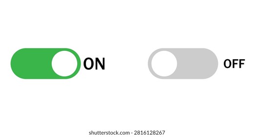 A set of two toggle switches featuring a green on position and a grey off position, perfect for modern mobile application user interfaces and web design buttons.