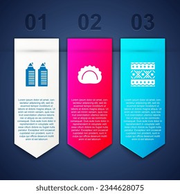 Ubicada en dos torres en Dnipro, Dumplings y el patrón étnico ucraniano. Plantilla de infografía empresarial. Vector
