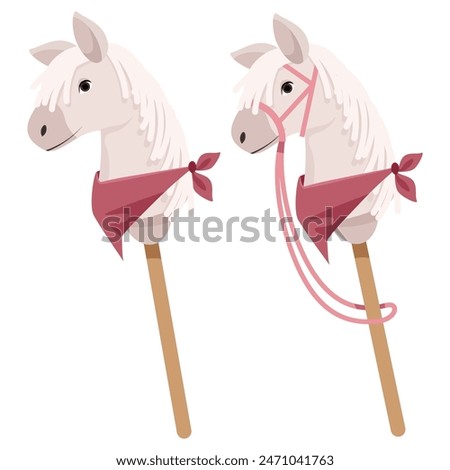 Set of two toy horse heads for hobbyhorsing
