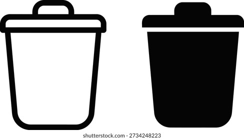 Un conjunto de dos iconos de papelera en blanco y negro