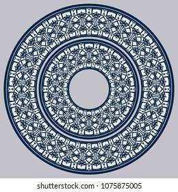 set of two trays, a round geometric ornament for tea or coffee porcelain plate,trays, dishes and souvenirs, can also be used as a background, invitation, greeting card