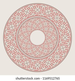 set of two trays, a round geometric ornament for tea or coffee porcelain plate,trays, dishes and souvenirs, can also be used as a background, invitation, greeting card