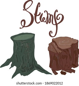 set of two tree stumps