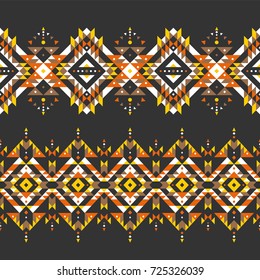 Set of two tribal seamless colorful geometric borders. Ethnic vector texture.Traditional ornament.