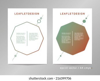Set of two two-column vector leaflet / brochure / cover layout templates with pendulum-like octagons and diagonal line illustration. A4, eps10, cmyk. 