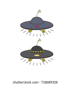 Set of Two UFO Vector Illustration