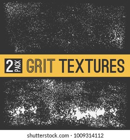 Set of two unique grunge, grainy, dotted textures. Abstract sloppy, dirty, grit graphic elements for your design. 