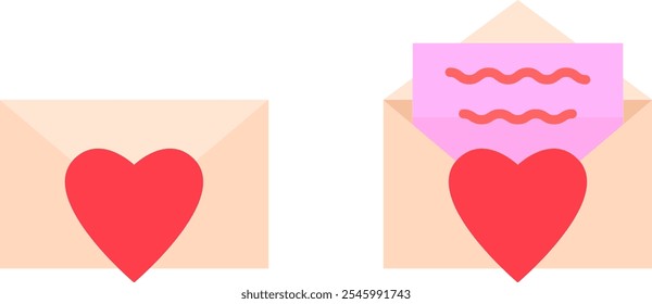 Set of two Vanilla Love Letters, isolated flat illustration in transparent background
