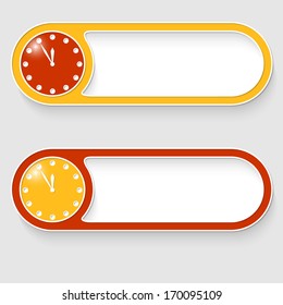 set of two vector abstract buttons with clock