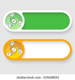Set of two vector abstract buttons with bulb and check mark