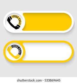 Set of two vector abstract buttons and the words free call