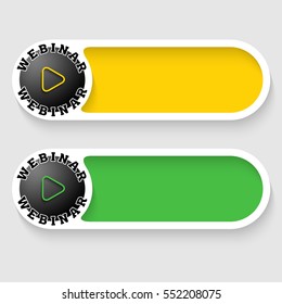 Set of two vector abstract buttons and webinar icon