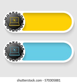 Set of two vector abstract buttons and workshop icon