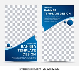 Conjunto de dos plantillas vectoriales de banner en azul y blanco