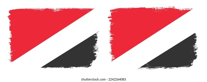 A set of two vector brush flags of Principality of Sealand with abstract shape brush stroke effect