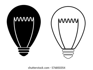 Set of two vector bulb icons on white background.