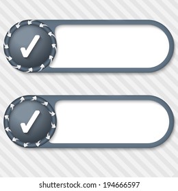 set of two vector buttons with arrows and check box