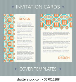Set of two vector cards. Bright design invitation template. Covers for book or album.