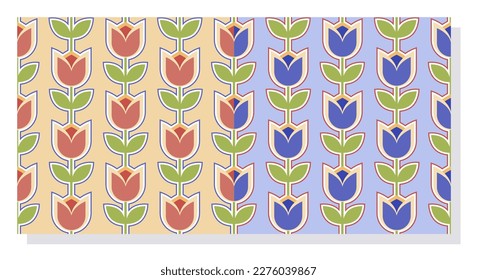 Conjunto de dos vectoriales de flores coloridas Tullitos rojos y azules