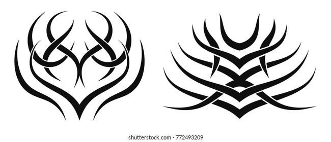 Set of two vector designs. Tattoo tribal patterns.