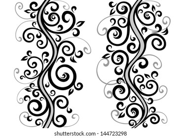 Set of two vector floral illustrations.