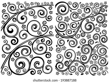 Set of two vector floral illustrations.