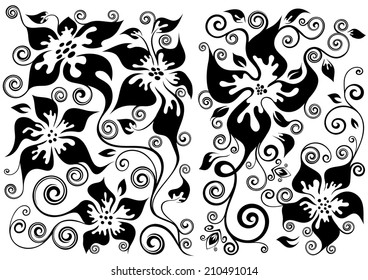 Set of two vector floral illustrations