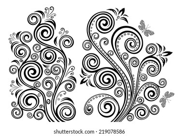 Set of two vector floral illustrations.