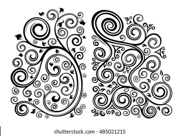 Set of two vector floral illustrations.