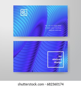 Set of two vector horizontal business cards. Blue spiral shape. Place for your text. 