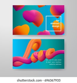 Set of two vector horizontal business cards. 3d blend shape. Inscription Love. Place for your text