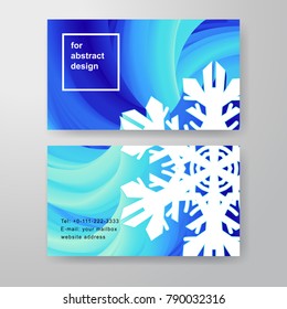 Set of two vector horizontal business cards. Swirl with snowflake. Place for your text.