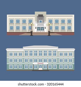 Set of two vector illustration of detailed house