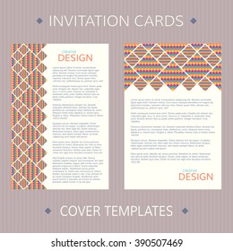 Set of two vector layouts. Bright design template for invitation cards. Printable covers for book or album.