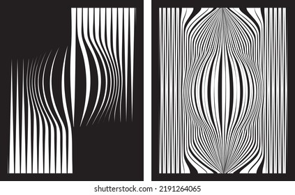 Set of two vector layouts of modern cover mockups design templates for brochures, magazines, flyers, booklet, and reports. Abstract 3D geometrical sphere with optical illusion design pattern.