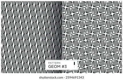 Set of two vector line abstract geometric black patterns Geom 3