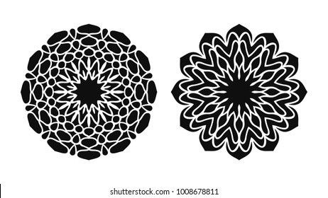 Set of two vector mandalas. Tattoo floral patterns.