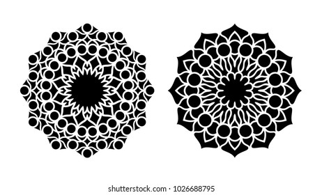 Set of two vector mandalas. Tattoo floral patterns.