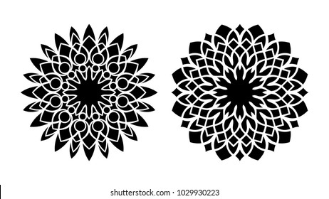 Set of two vector mandalas. Tattoo floral patterns.