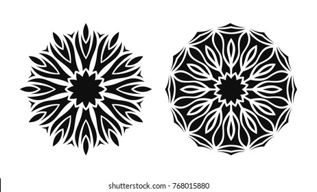 Set of two vector mandalas. Tattoo floral patterns.