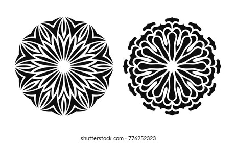 Set of two vector mandalas. Tattoo floral patterns.