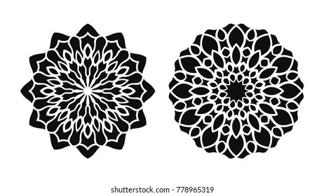 Set of two vector mandalas. Tattoo floral patterns.