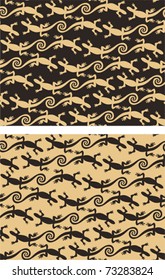 Set of two vector seamless backgrounds with salamanders