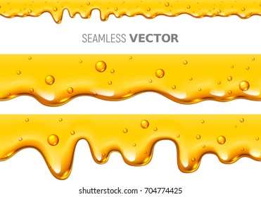 Set of two vector seamless dripping honey on white background. Eps10. RGB. Global colors