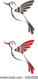 Set of two vector stylized hummingbird symbol